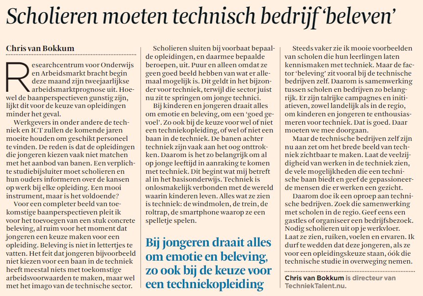 ASMLcompany's tweet photo. We ondersteunen deze oproep van @TechniekTalent in @FD_Nieuws met hart en ziel! Deel je technologie met trots, laat kinderen en jongeren het zelf ontdekken en ervaren, en zoek de samenwerking met het onderwijs. https://t.co/RztDvGHSec