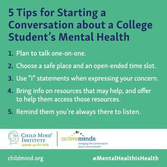 RT <a href="/Active_Minds/">Active Minds</a>: Worried about a college student's #mentalhealth? 5 tips for talking@ChildMindDotOrg  #MentalHealthisHealth buff.ly/2oFSlwf