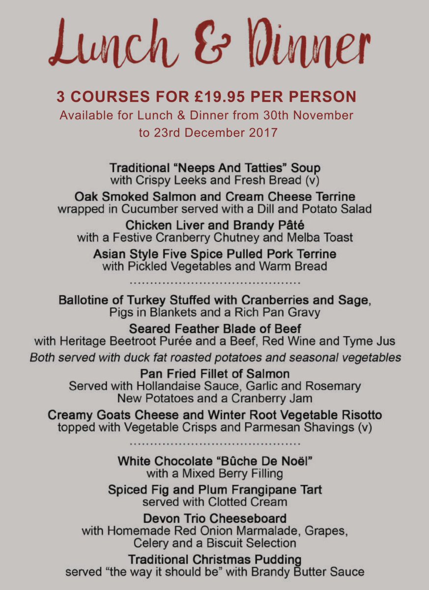 Check. Out. That. Menu. 3 Courses from only £19.95

#christmas #december #plymouth #restaurants
