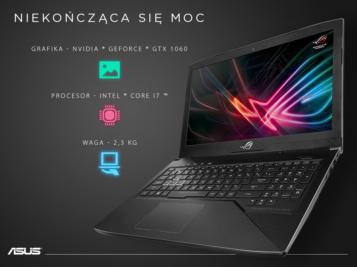 ASUS_PL's tweet photo. Możesz na nim polegać w najtrudniejszych momementach. Wydajnośc na najwyższym światowym poziomie. #ROG #GL503 https://t.co/Z8k5A7gwQy