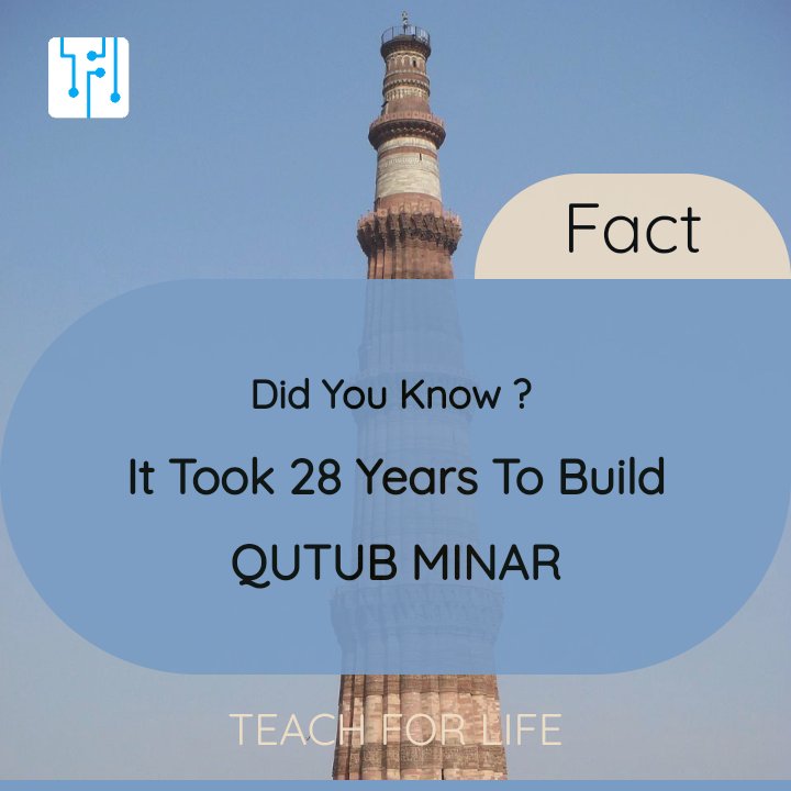 tchforlife's tweet photo. [#Fact]

Built By Quran Udin Aibak
Built In 1192 - 1220
Height - 73 M

#Tchforlife #qutubminar #didyouknow #dec19 #india #delhi #TFLhistory https://t.co/0JpACkonEV
