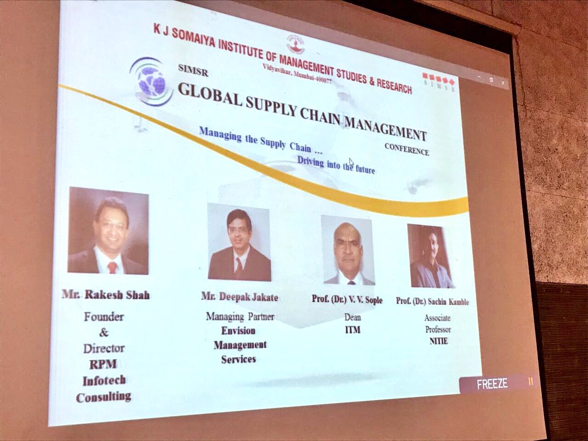anil_marali's tweet photo. Rakesh Shah @InfotechRpm talking about role of #SAPBusinessOne #SAP #ERP for #SMEs at #SIMSR Global Supply Chain Management Conference 2017 #Mumbai for Industry professionals to discuss #innovations in #SupplyChain Management #IoT #SCM #Analytics #Automation #Retail #Logistics https://t.co/cxOtinyEOV