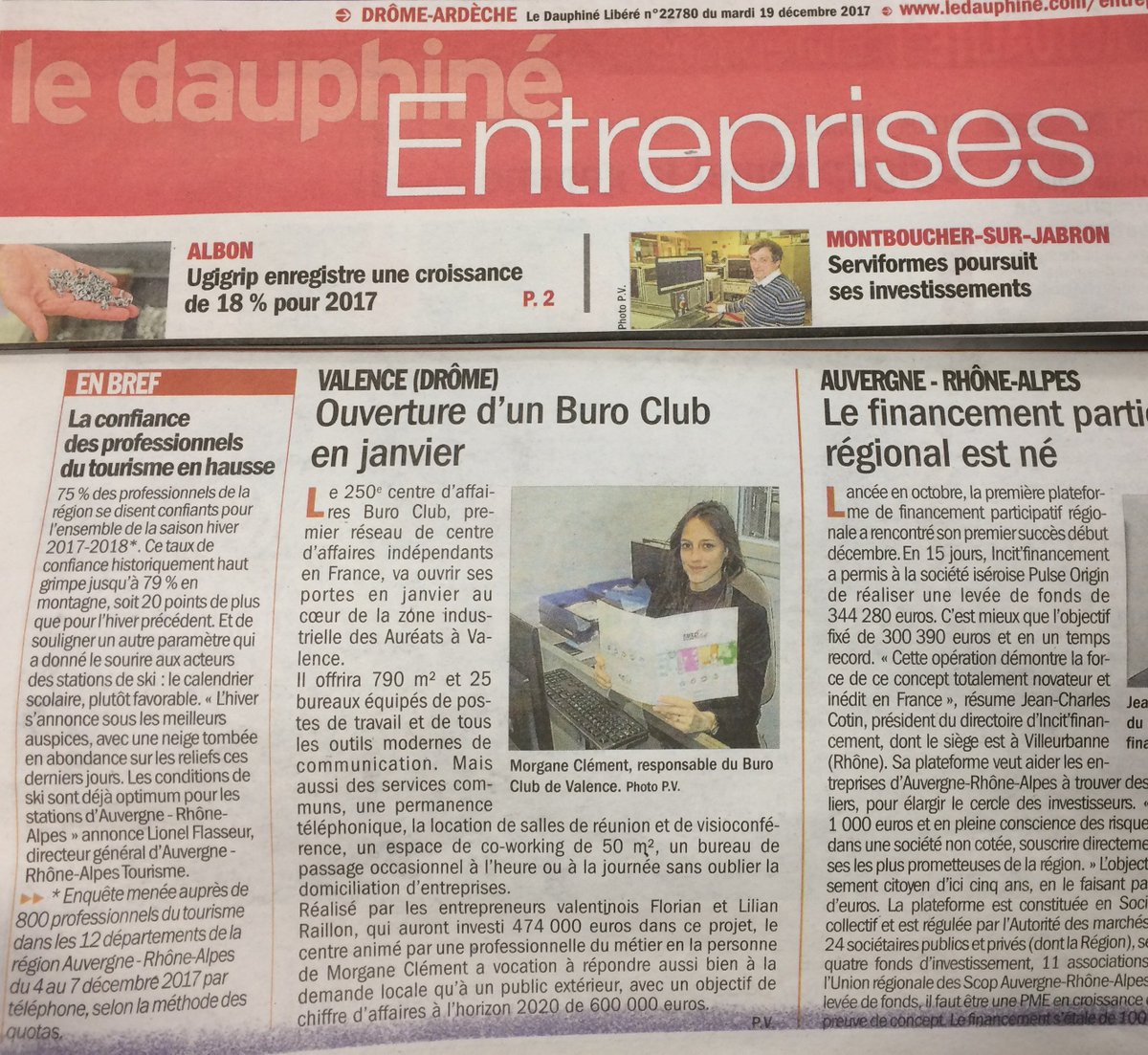BuroClubValence's tweet photo. #@BuroClubValence On parle de nous dans le Dauphiné ! https://t.co/N5yZ3pMi3z