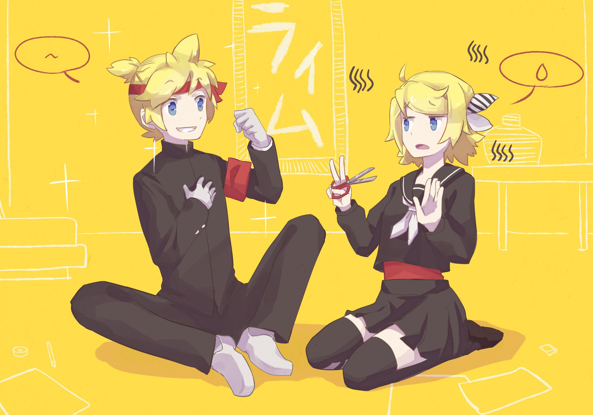 Neji Panfanbox始めた シンプルに描いてた落書き ポジティ部vsネガティ部 鏡音リンレン