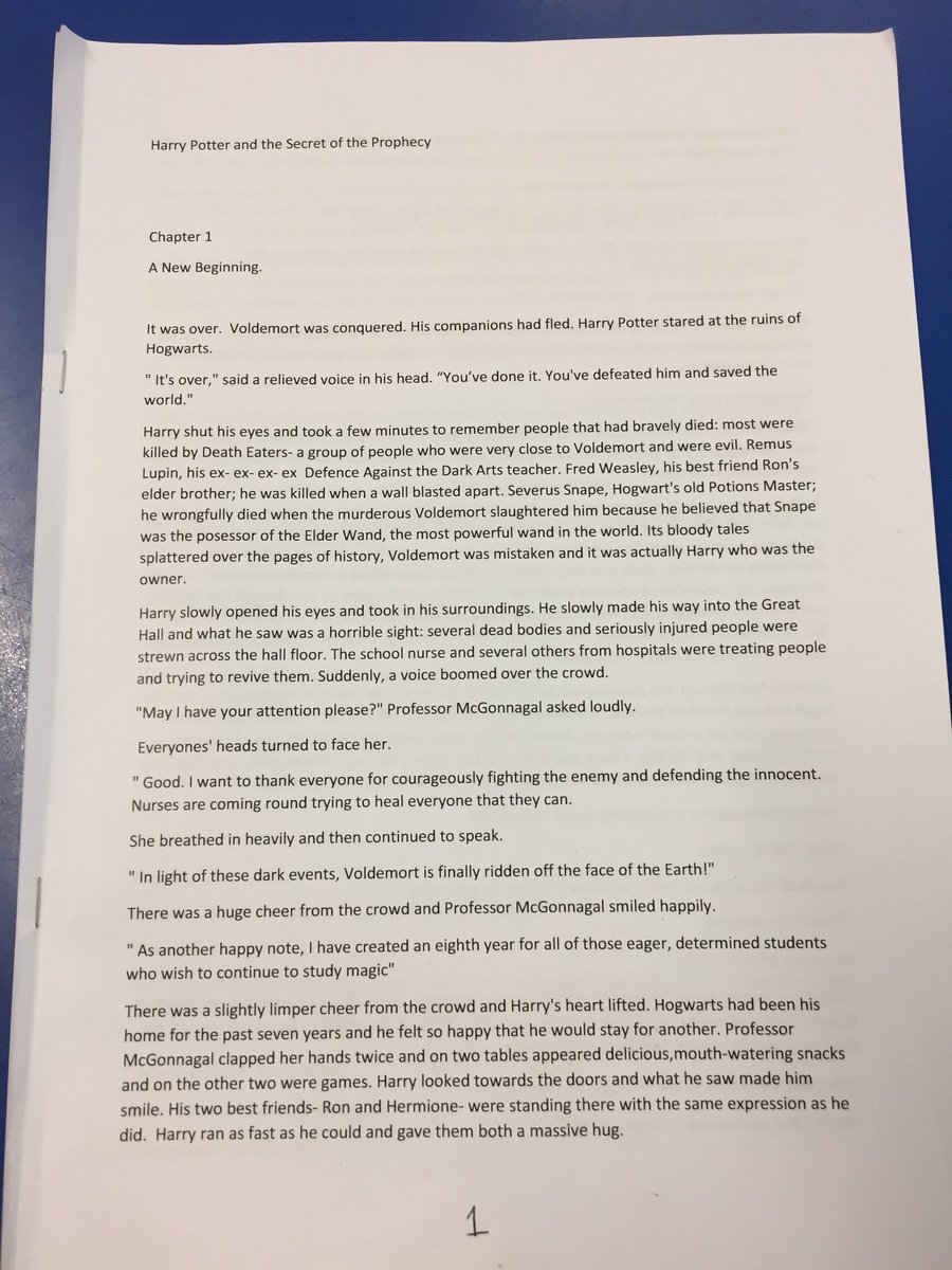 MrLowePrimary's tweet photo. Thomas (aged 10) has produced his very own Harry Potter book: Harry Potter and the Secret of the Prophecy. He has hand-written and then typed up the book all by himself (all 70 pages!) It would mean the world to him if he got a message from @jk_rowling Please RT https://t.co/Q3RH3MONVG