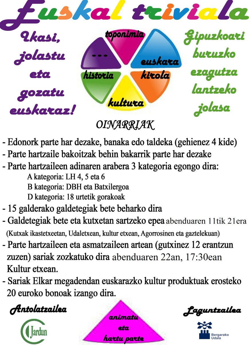 JardunEus's tweet photo. Euskal Triviala martxan da! Abenduaren 21a arte dago aukera parte hartzeko, beraz, animatu eta bete zure galdetegia! https://t.co/AvzxWS9Ap9
