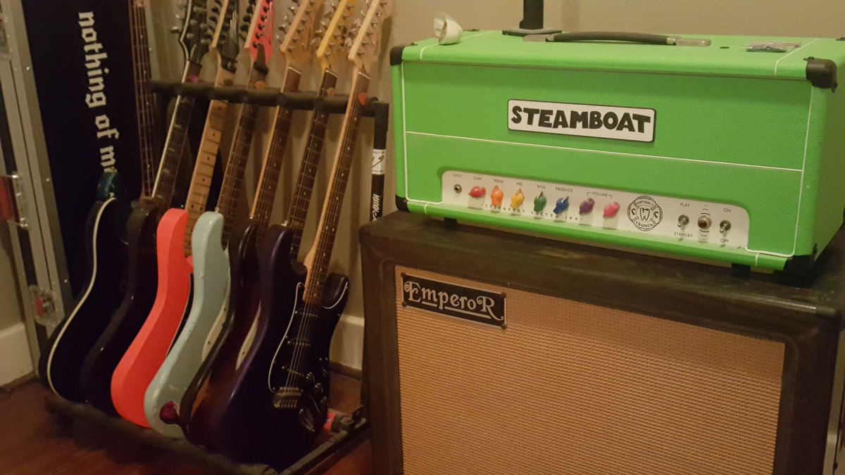 Gear tucked in for holiday break #steamboatamps #fender #Ibanez #fernandez #emperorcabs #geargeeks