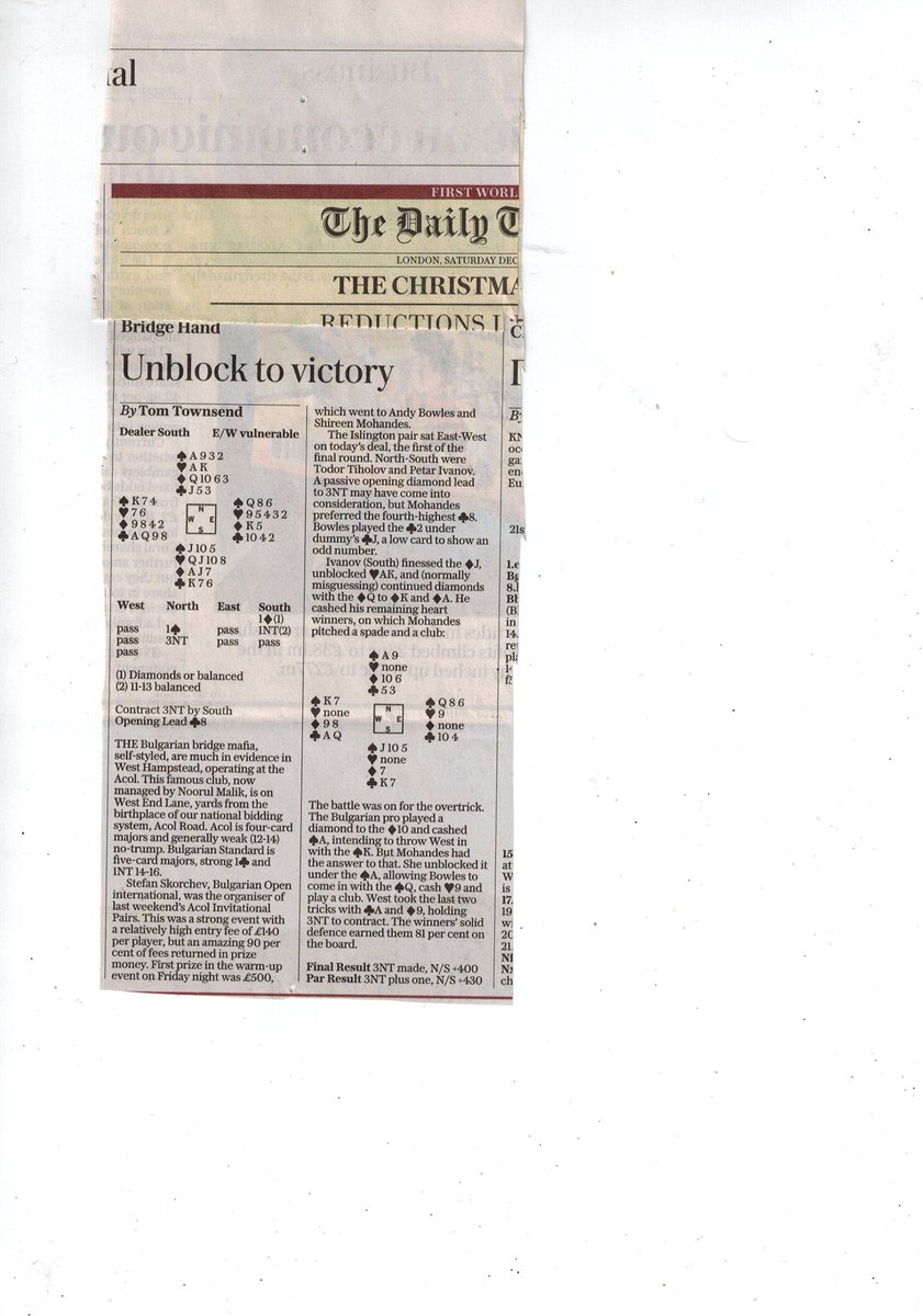 Acol Invitational Pairs in the news!