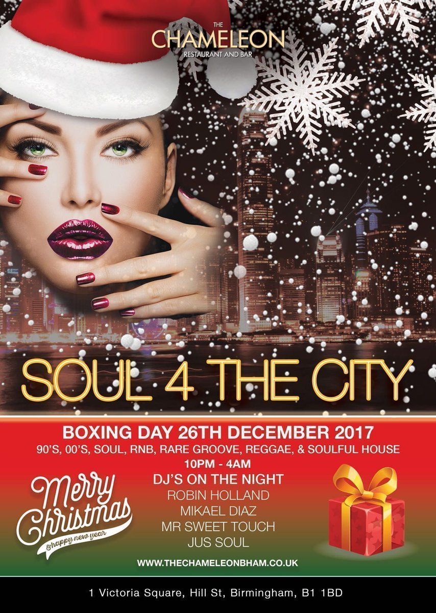 chameleonbham's tweet photo. STILL TIE TO BOOK TICKRTS ONLINE UNTIL 9PM

SOUL 4 THE BOXING DAY SPECIAL

GOING TO BE A WICKED NIGHT 

BOOK NOW

https://t.co/s3WfJQVT58 https://t.co/6ol83wYORT
