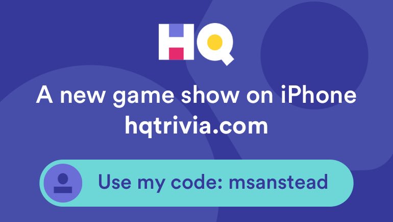 MarkTylerMusic's tweet image. I’m playing a game called @hqtrivia. You should play too. Use my code ‘msanstead’ to sign up get.hqtrivia.com