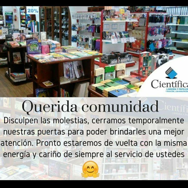 CientificaEc's tweet image. Pronto volveremos con la mísma energía y el mejor servicio. #cientificaec #libreria #papeleria