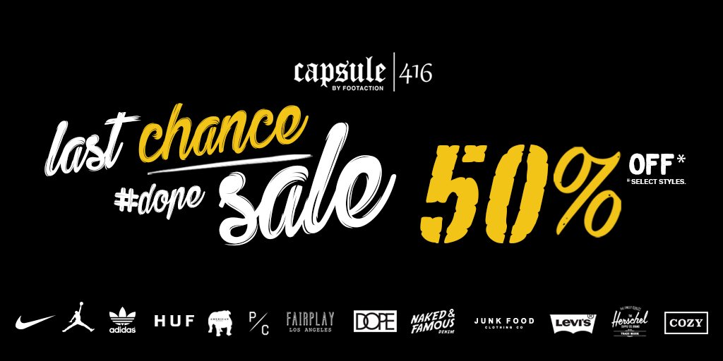 Footaction's tweet photo. #Toronto! Celebrate Boxing Day with 50% off our entire Capsule 416 space today. Stop by to pick up the best deals from the hottest brands. #OwnThe6ix https://t.co/LB8AOcc434