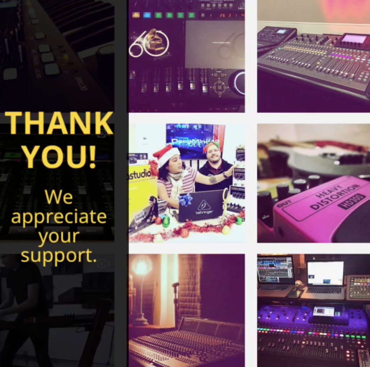 Behringer's tweet photo. Hope you are all enjoying the holidays. Just wanted to drop by and say #thankyou for all the love this year! Don't forget to follow us on Instagram for more fun in the new year! ���� https://t.co/OepR9cY7bA
