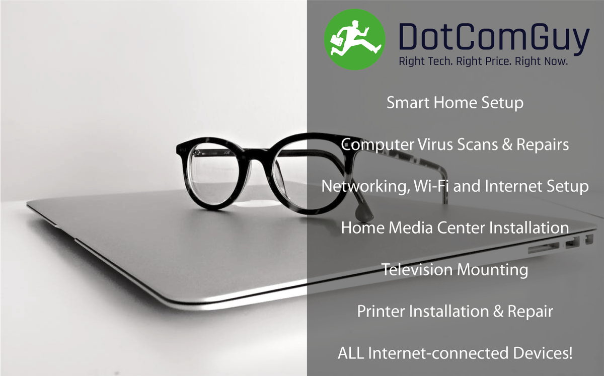 Askdotcomguy's tweet photo. Learn more about DotComGuy! In need of technical setup, or technical support? A certified tech will be at your home or office within hours!
Learn More: https://t.co/39oIuQ2bKQ
#dotcomguy #tech #technology #techsupport #righttech #rightprice #rightnow https://t.co/kojks3cGF2
