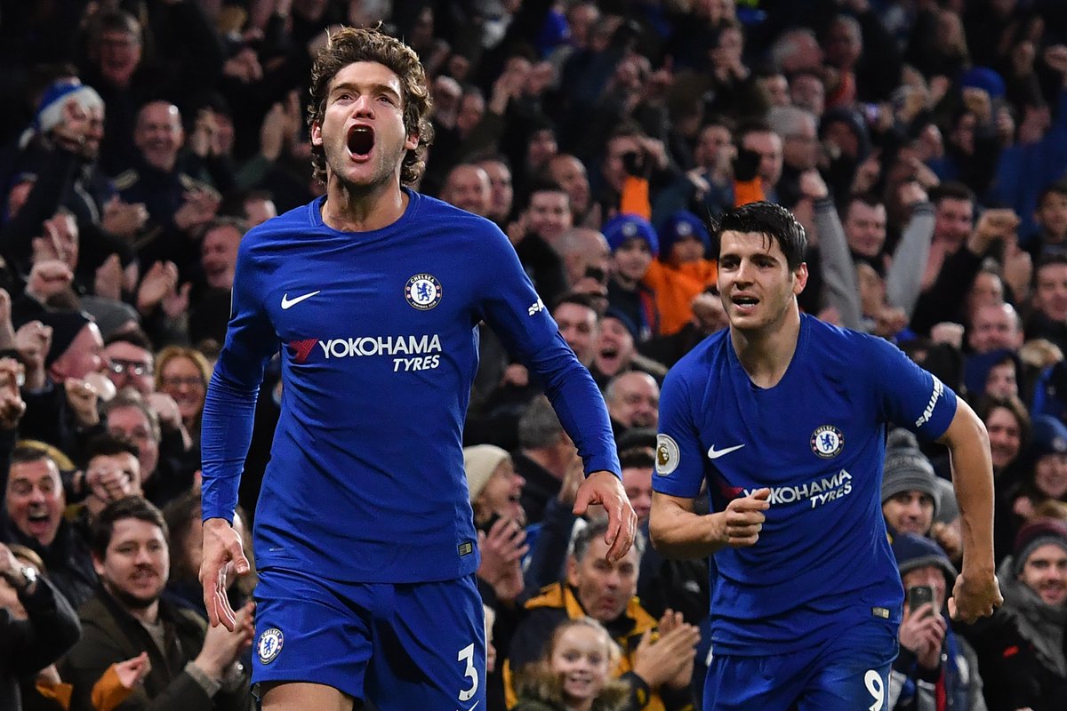 ChelseaFC's tweet photo. Full-time: Chelsea 2-0 Brighton! 

Goals from @AlvaroMorata and @marcosalonso03 secure the three points on Boxing Day! 🙌 #CHEBHA https://t.co/gsu1EelbHz