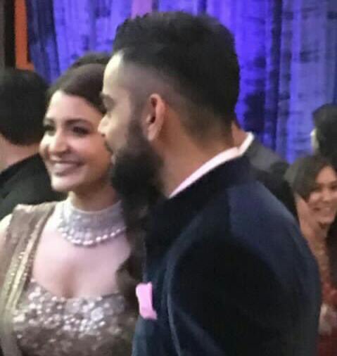  @AnushkaSharma &  @imVkohli at their Mumbai reception tonight   #Virushka  #VirushkaReception