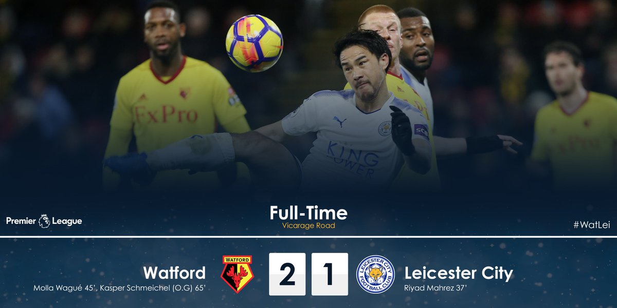 It’s all over at Vicarage Road. Watford 2-1 Leicester City #WatLei