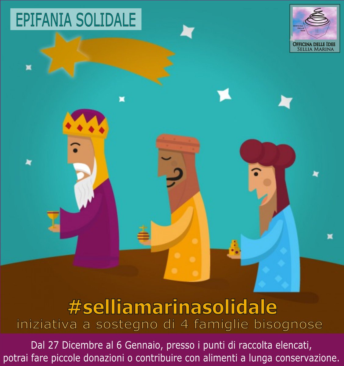 offidee's tweet photo. #selliamarinasolidale
iniziativa a sostegno di 4 nuclei familiari bisognosi.
Dal 27 Dicembre al 6 Gennaio, puoi donare alimenti a lunga conservazione o un piccolo contributo economico.
Per info: https://t.co/l2komSZyuE https://t.co/E07NmOfazo