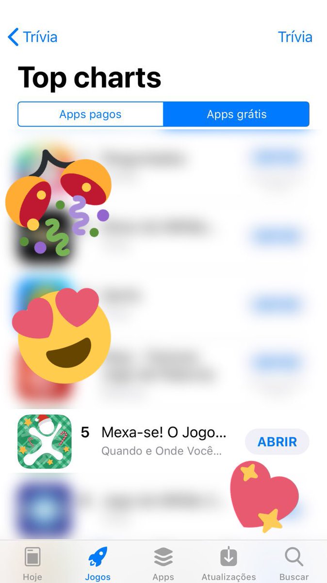 firasoft's tweet photo. Graรงas a vocรชs o Mexa-se! chegou no Top 5 jogos gratuitos de Trivia da App Store Brasileira!!
Muito obrigado por jogarem o Mexa-se! neste Natal ๐
#TopFreeGames #Trivia #AppStoreBrasil #TopTriviaGame #Top5 #MexaseMimicas #MadeInBrazil #FeitoNoBrasil https://t.co/Li2843iTcz