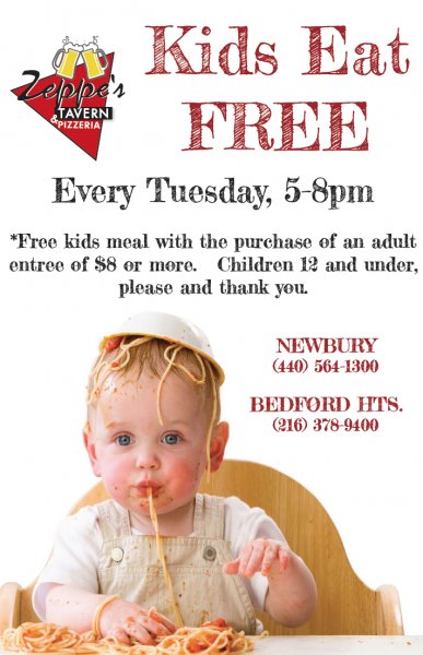 What's for dinner? Bring the kids to the Tavern where they eat FREE on Tuesdays.
