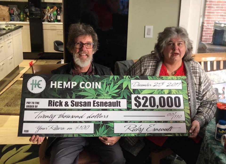 aufan911's tweet photo. I was really excited to give my parents their Christmas present. In 2014 my dad gave me under $100 to invest in Hemp Coin. Today I gave them a check for $20,000! #THC #TheHempCoin #HempCoin https://t.co/tlCsJzz30Y