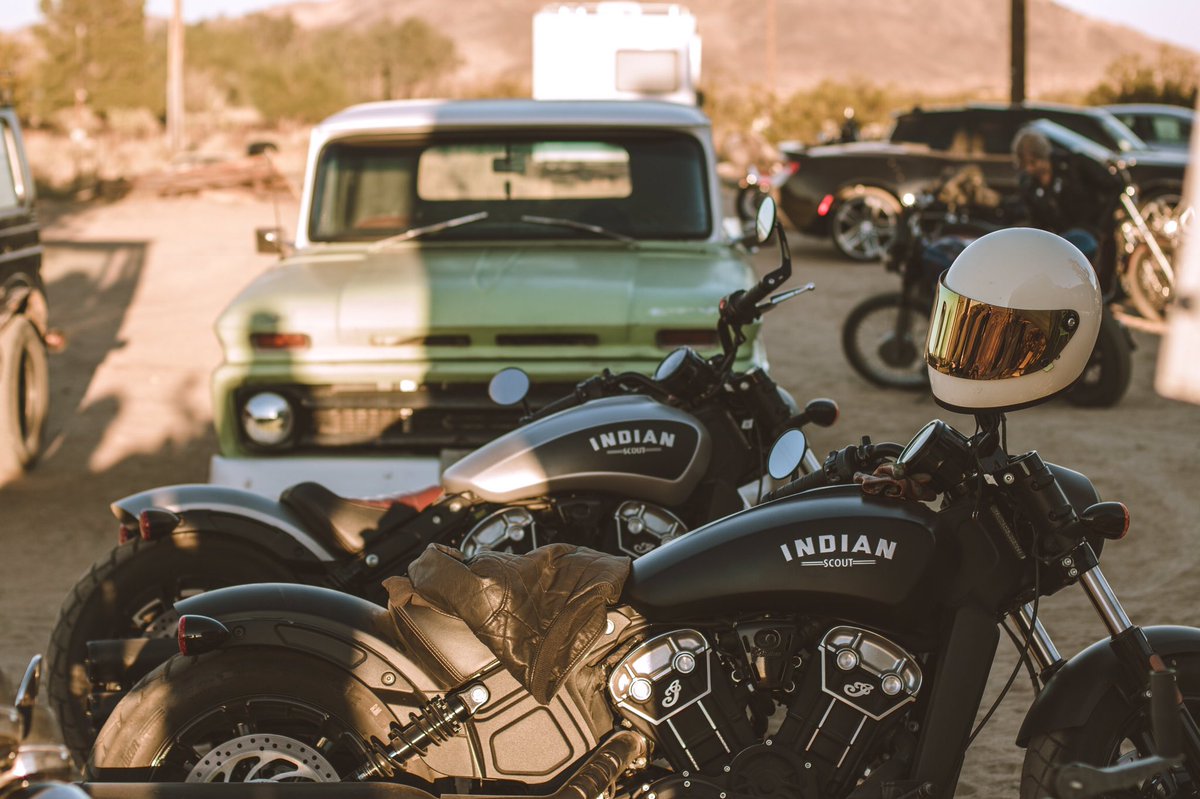 indianmotocycle's tweet photo. .@rad_rau explores Joshua Tree on her Indian #ScoutBobber and does so with style. Tag us in your photos to show us where you take your #indianmotorcycle https://t.co/Kg97CWyA7r