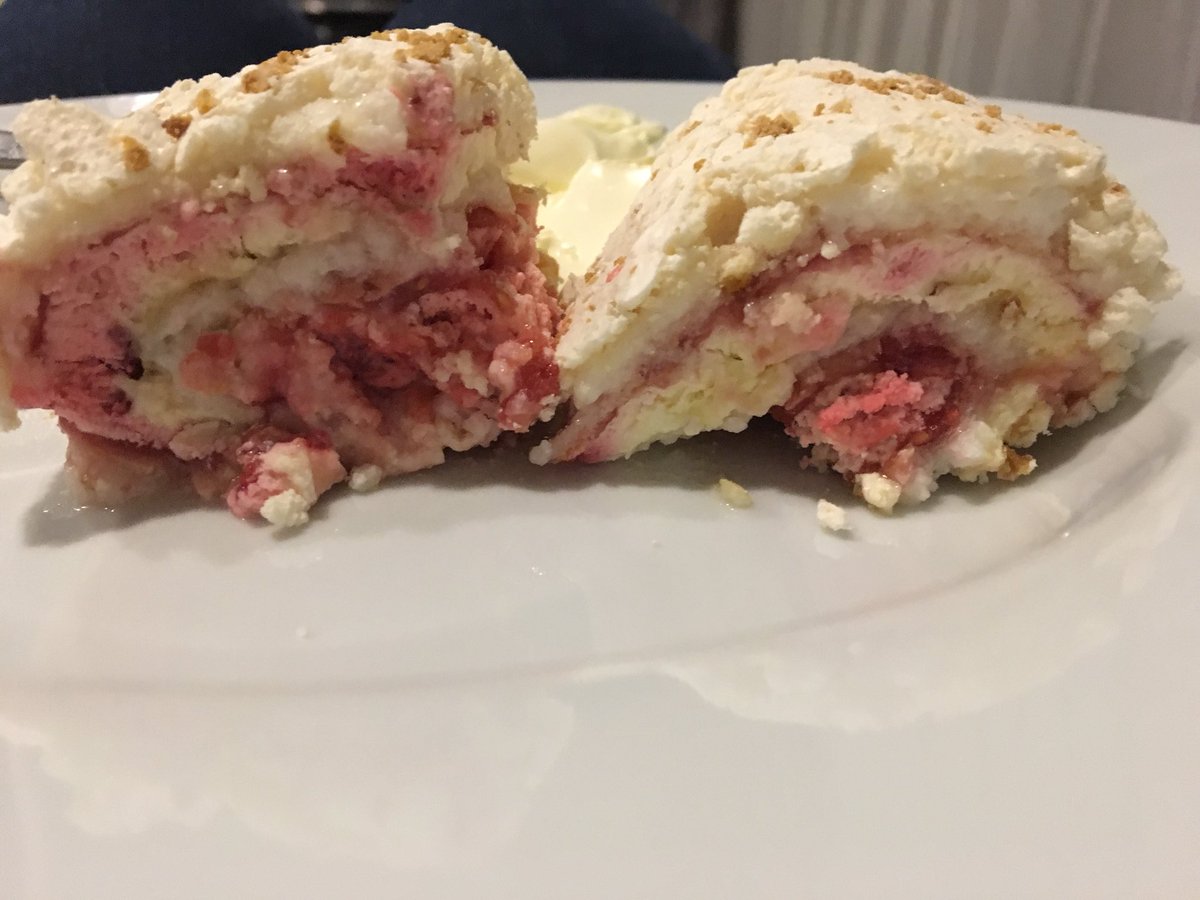 AllisonJaneSmi2's tweet photo. In honour of hat trick record breaking hero @hkane think Iโll have a 3rd & final slice of my new favourite dessert #raspberryroulade Any excuse๐๐ https://t.co/LAyBgZWC0A