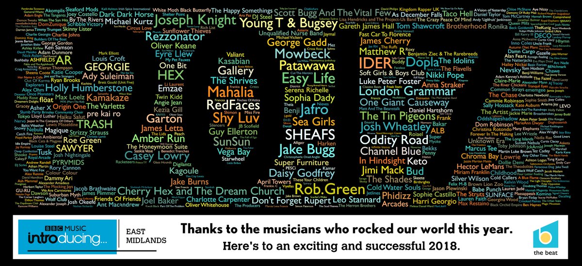 BBCintroEMids's tweet photo. As a record breaking year draws to a close, we pay tribute to the magnificent musicians of The East Midlands. To old friends, talented newcomers and to those we've yet to play... THANK YOU. We can't wait to hear more in 2018.
Zoom in here: https://t.co/TVMGBLHZ7U https://t.co/tPexJYEXU8