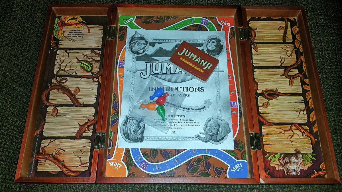 broncodad's tweet image. Our daughter excitedly opened up her Jumanji board game to discover the elves left most of the parts out. #SadDaughter #FunWithSpin