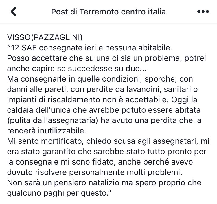 mahddalena's tweet photo. #terremoto
A ridosso del Natale è continuata la consegna delle SAE, NON completate, NON utilizzabili oltre che più SPORCHE di un porcile. 
Vi allego le dichiarazioni dei sindaci di Visso, Sarnano e Caldarola.

I terremotati non sono delle bestie!
Leggete. https://t.co/LuIf0NvSRt