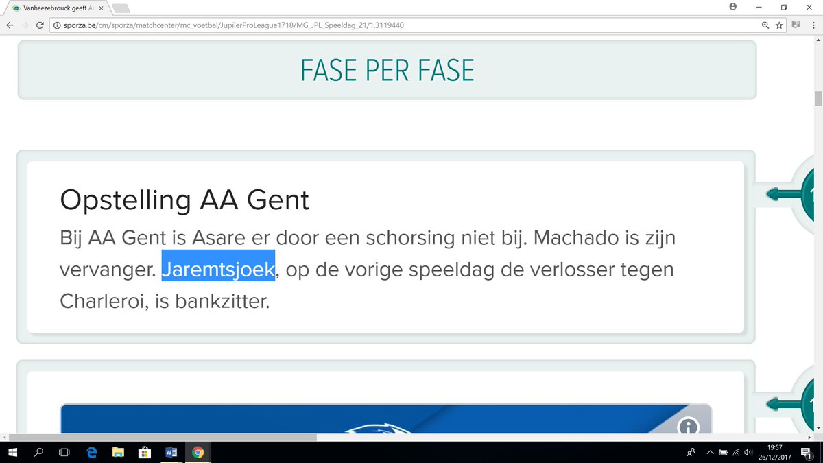 Svandedrinck's tweet photo. @sporza niet omdat de supporters tsjoektsjoek roepen dat het ook daadwerkelijk zo in zijn naam zit. 
#yaremchuk
#jaremtsjoek
#ANDGNT 
#COBW https://t.co/Cud4c8t6gT