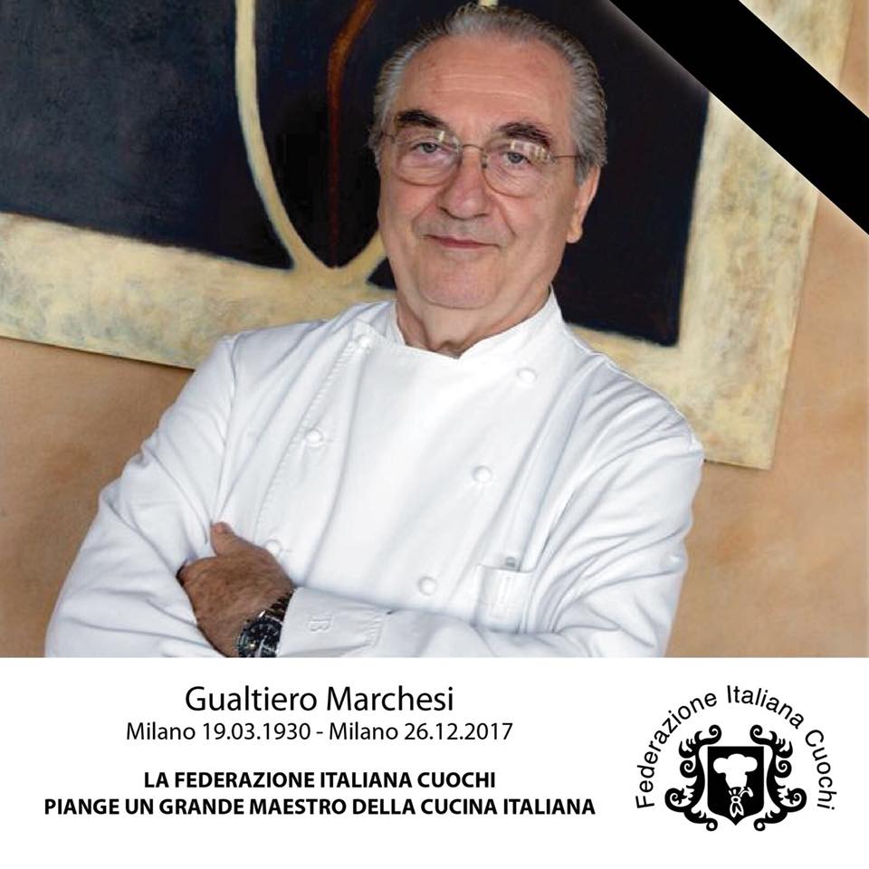 Federcuochi's tweet photo. Ci ha lasciato oggi il più grande tra i Maestri di Cucina d’Italia, capace di innovare, confrontarsi, insegnare con uno stile unico. La Federazione Italiana Cuochi saluta Gualtiero Marchesi, esempio professionale e culturale della nostra migliore identità culinaria. #Marchesi https://t.co/3Me6OwZW0t