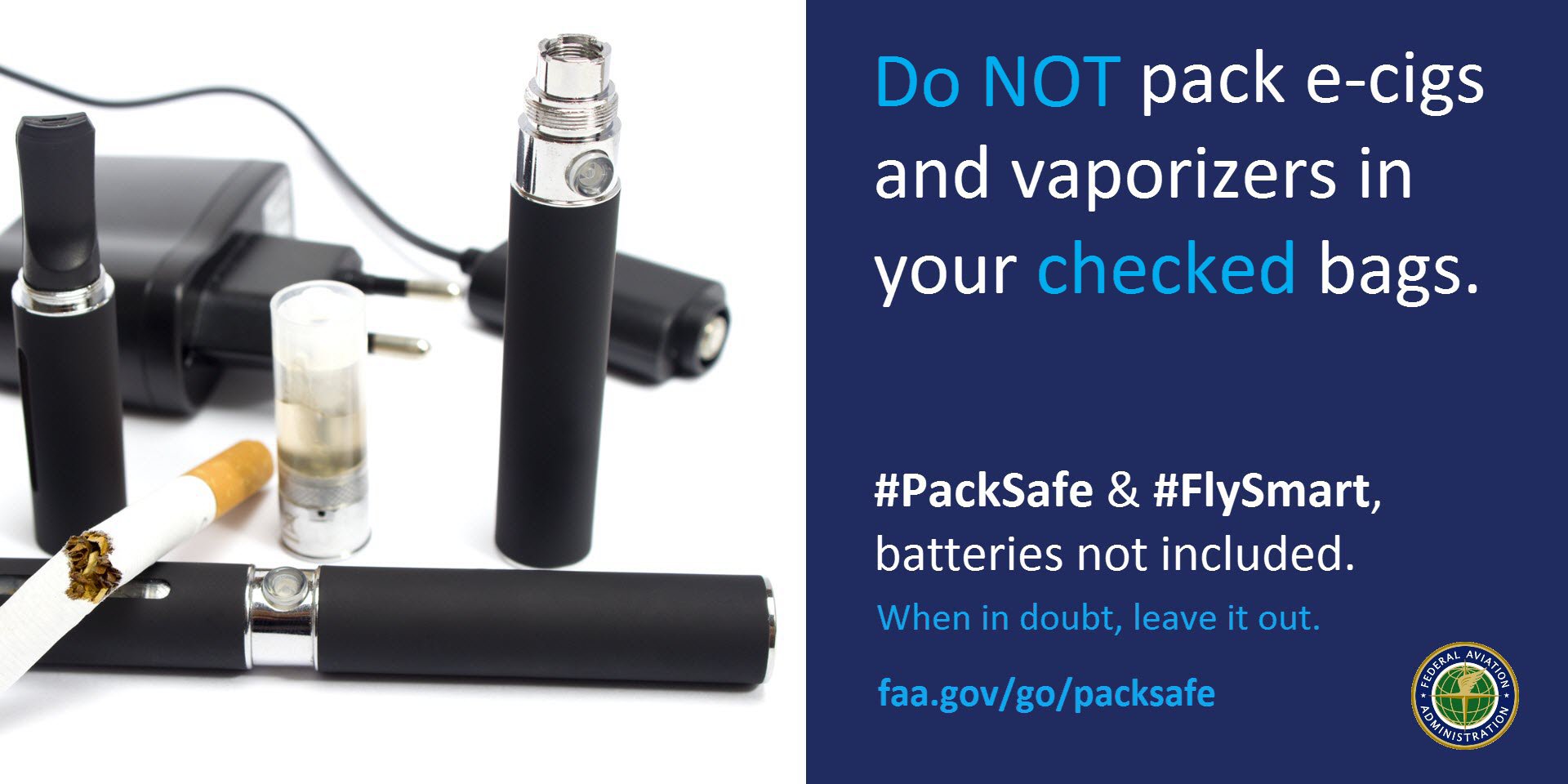 The FAA ️ on Twitter "Travelers with ecigarettes and vaporizers can PackSafe and FlySmart