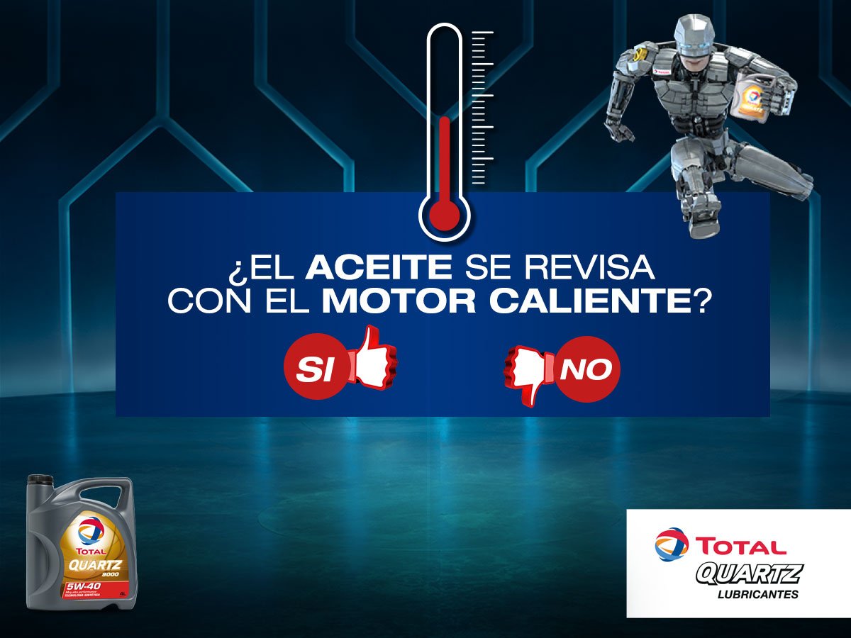 TotalEnergiesAR's tweet photo. ¿El aceite se revisa con el motor caliente? Respondé con #SíTOTAL o #NoTOTAL #SiyNodeTOTAL https://t.co/yuWDm3mXcp