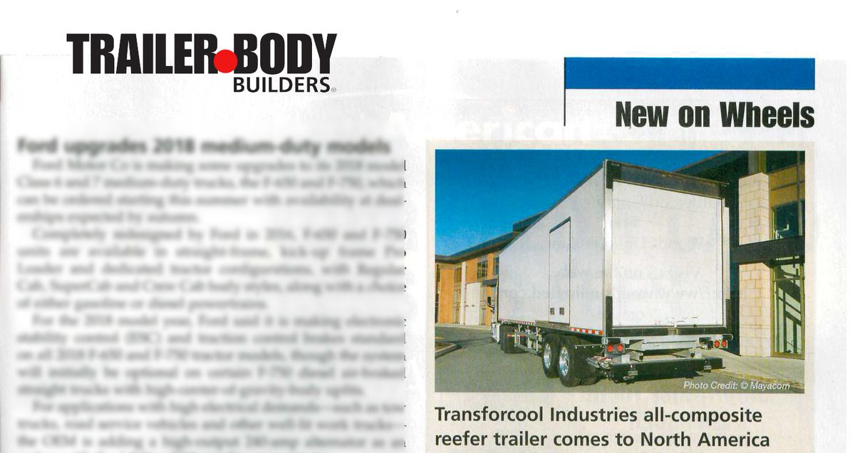 transforcool's tweet photo. Discover our latest appearance in the latest edition of Trailer/Body Builders @trailerbb : "Transforcool Industries All-Composite Reefer trailer comes to North America"
https://t.co/AwKV0KgmHJ https://t.co/kY3tgY5UCd