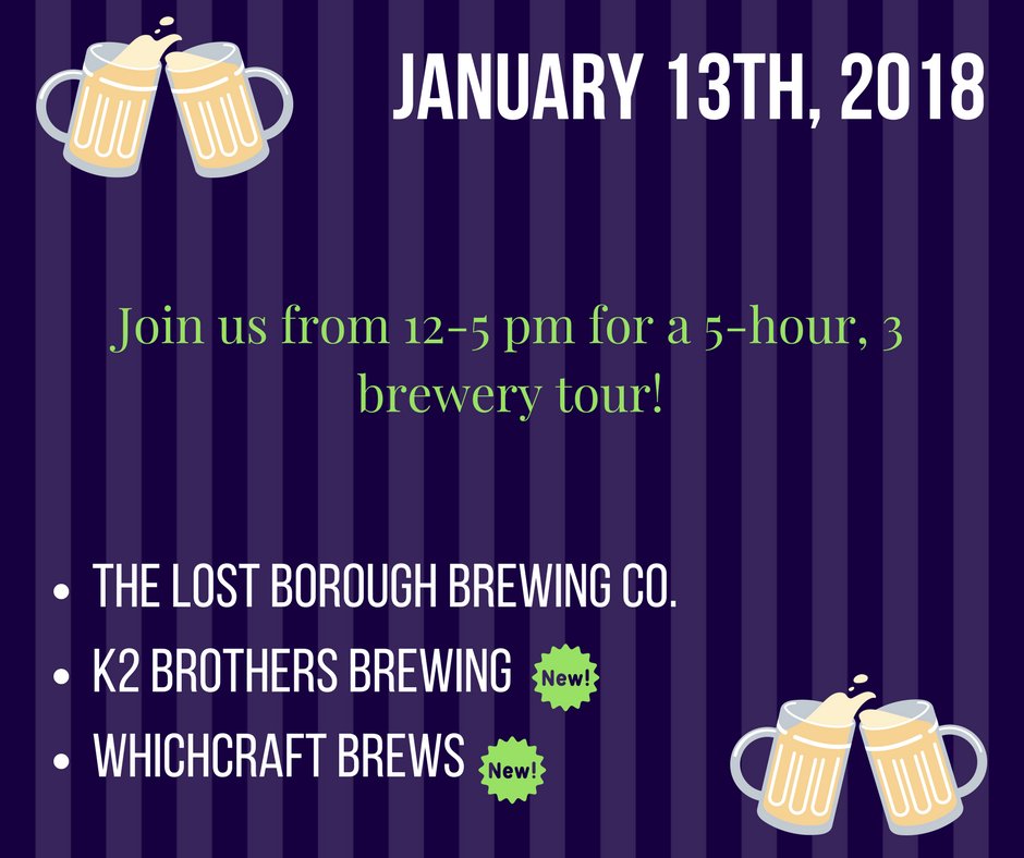 Tourroc_LLC's tweet photo. Don't miss out on visiting two of Rochester's newest breweries! Make your #newyearsresolution to drink more local craft beer.
Buy your tickets here: https://t.co/7XSbfM4Dvd
#TourRoc #visitroc #cruiseforbrews #newyear https://t.co/kDGVlD8fID