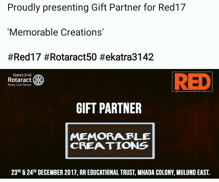 BhagyaNirphara3's tweet photo. #RED_2K17❤  
#आला_रे_आला_आता_Red_आला 
#RED_IS_Coming 
#4_Days_To_Go 
#23rd_And_24th_December_2017  
#Rotaract_50 
#ekatra_3142 https://t.co/DIGR1nylUn