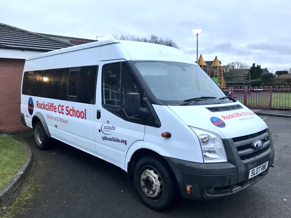 RockcliffeSch's tweet photo. Thanks to @watsignltd who have sign written our minibus today. You’ll notice that it’s a collaboration with @13th_Carlisle Scouts who are sharing the running costs. Would your company like to sponsor it too? If so please get in touch. #BelieveAndAchieve #go13th https://t.co/07152vwNvs