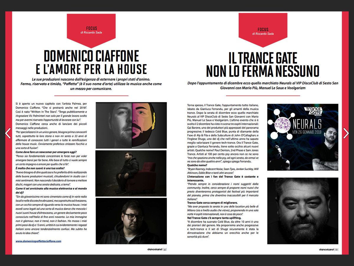 domeniciaffone's tweet photo. 🗣 Uscita sul ''nightlife magazine'' Danceland la mia intervista che voglio condividere con tutti voi... 📢📣📢
📰 Danceland n. 10 - 2017 Published on Dec 18, 2017
''DOMENICO CIAFFONE E L'AMORE PER LA HOUSE'' ⤵
https://t.co/pbxEiwBsHr
-page 32-
#danceland 📰 #riccardosada ✍🏻 https://t.co/3vFlb6bKSM
