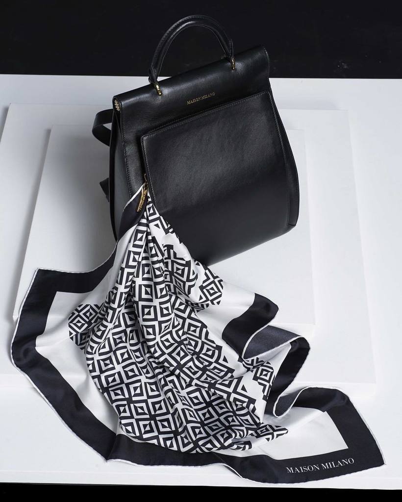 A perfect luxury combination with Maison Milano Revé Backpack and Classic Scarf #maisonmilano #maisonmilanoaccessory #luxury #luxurybag #handmadebag #fashionblogger #fashiondesigner #design #italiandesign #madeinitaly #blackandwhite #magazine #fashionmagazineA perfect luxury…
