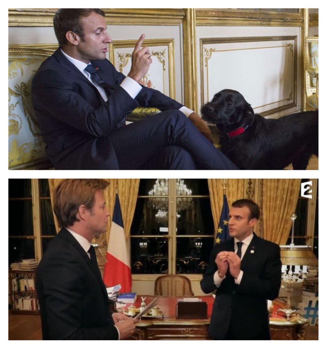 Après l’indécente mise en scène de la communication de #Macron par #Delahousse sur chaîne publique qui fonctionne avec notre redevance soit @France2tv, le Président peut compter sur un nouvel ami fidèle ##Macron20HWE