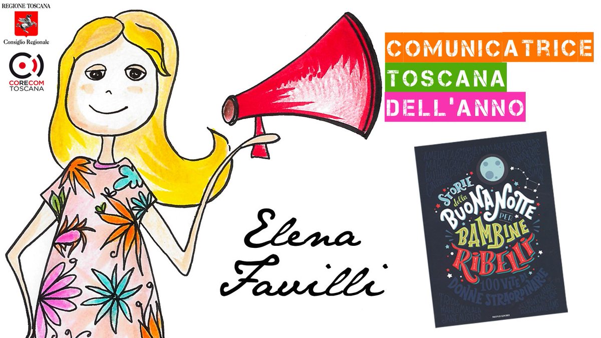 Venerdì 22 dicembre il Corecom premia Elena Favilli come "Comunicatrice  toscana dell'anno": autrice, insieme a Francesca Cavallo di un vero e proprio caso editoriale di successo mondiale con "Storie della buonanotte per bambine ribelli"
consiglio.regione.toscana.it/oi/default?idc…