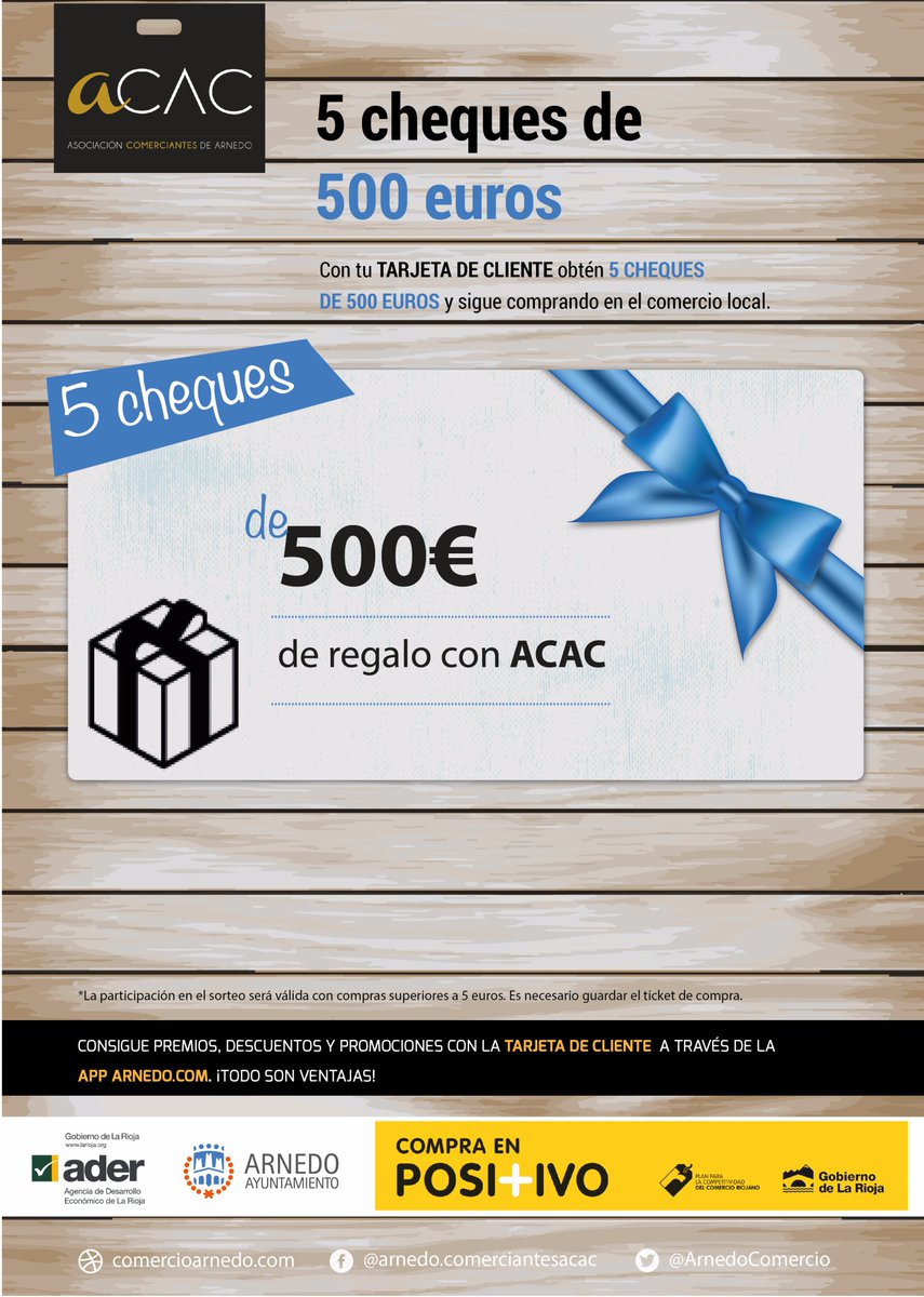 ¡500 euros pueden ser tuyos! Compra en nuestros #comercios con tu #TarjetaDeCliente a través de la #App municipal #ACAC #Comercios #Arnedo #Navidad #Promociones
