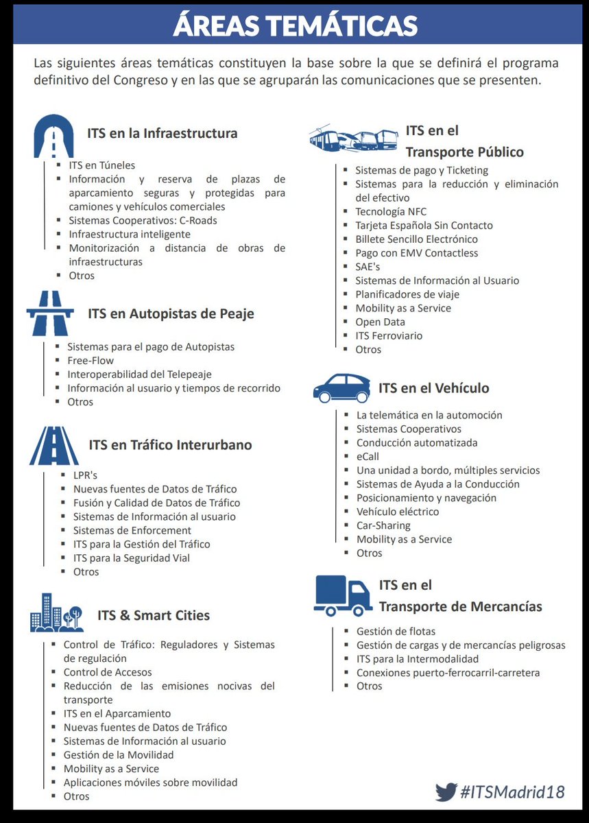 BorregonMiguel's tweet photo. Llamada a comunicaciones del XVIII Congreso Español sobre Sistemas Inteligentes de Transporte:
https://t.co/52V1DAAtDg

#ITSMadrid18

Abierto el plazo hasta el 9 de febrero 2018 https://t.co/GRCe1V9VGp