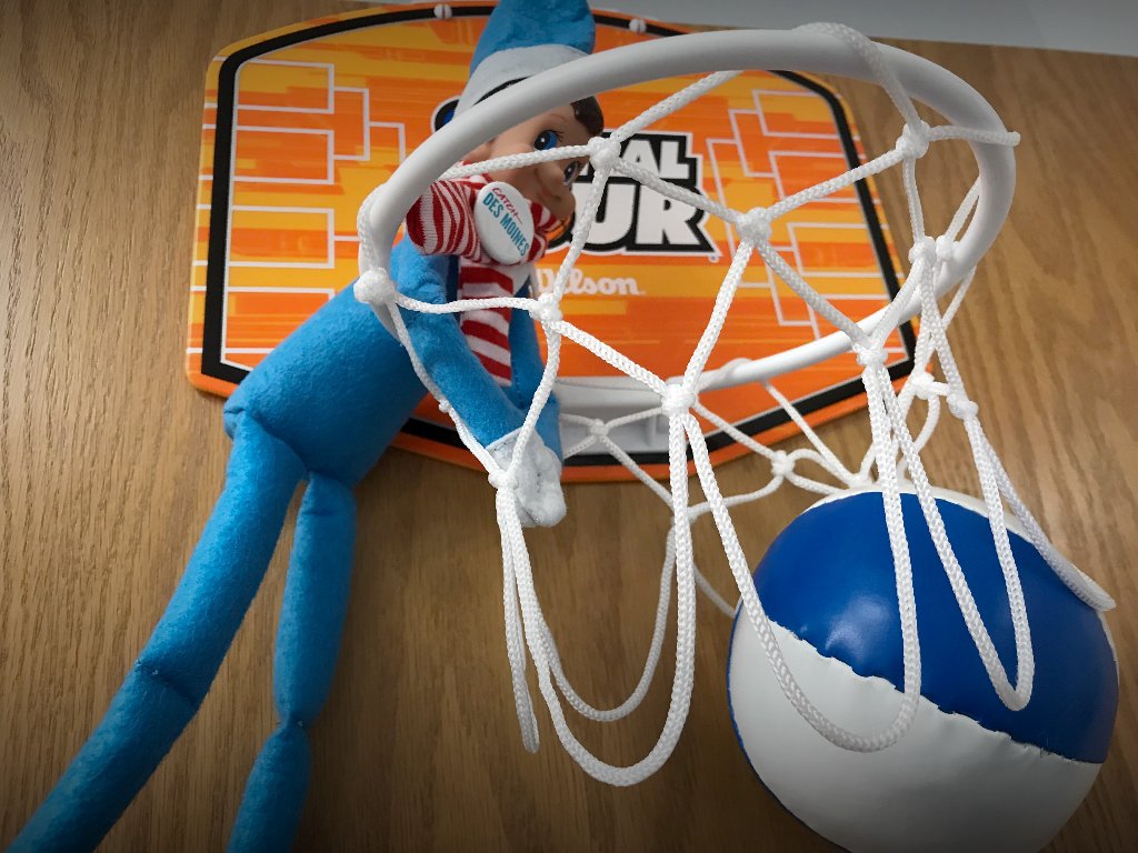 IowaGames's tweet photo. Who knew Catch was a baller? Maybe he should register for the 2018 Winter Iowa Games presented by @GrinnellMutual at https://t.co/iTnduRNrKF. @catchdesmoines #Catchtheelf #elfontheshelf https://t.co/qyQNJf7tx1