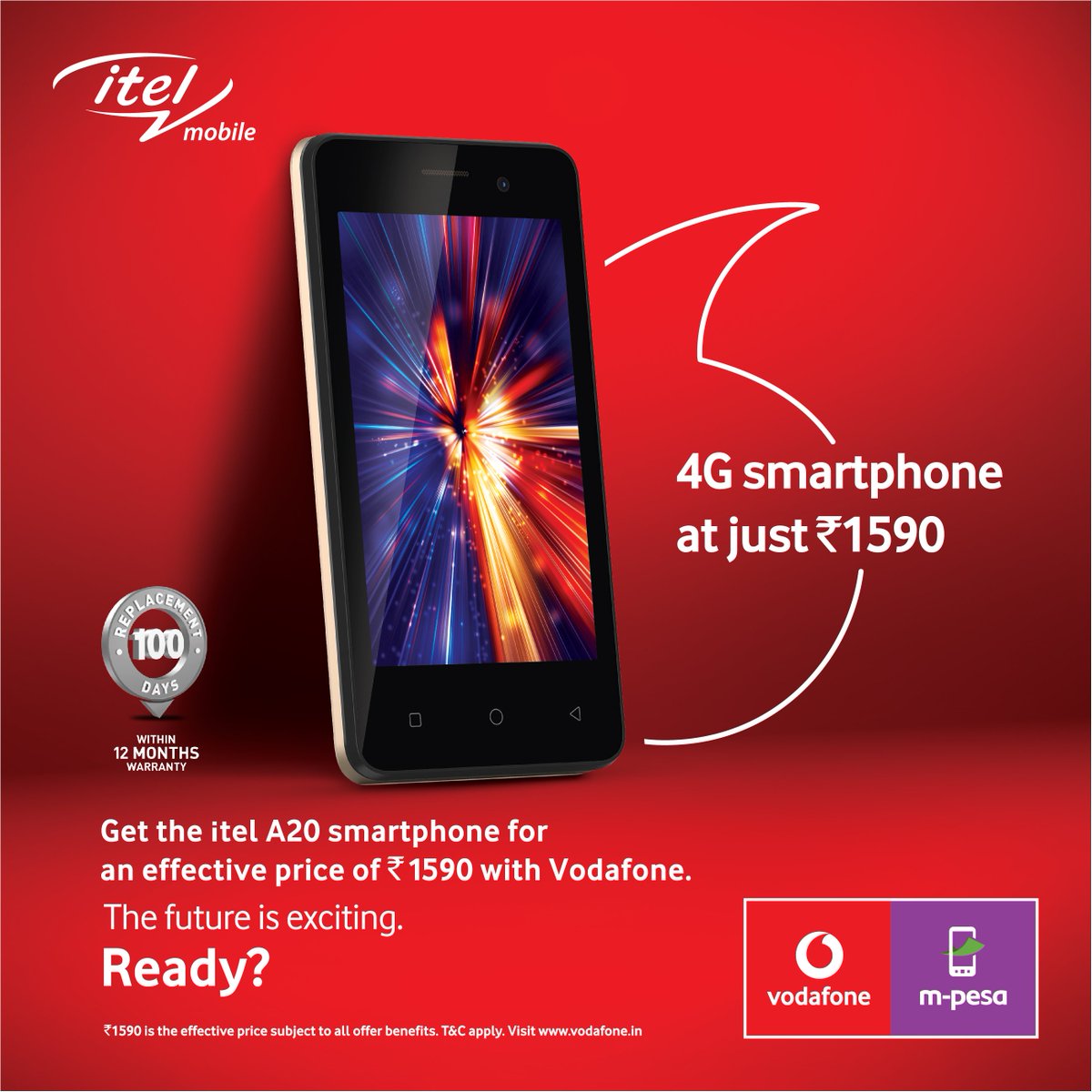 itel_india's tweet photo. Get the itel A20 smartphone for an effective price of Rs. 1590 with Vodafone.
#itelA20 #itelmobile #RightToProgress https://t.co/1bV6kCdaXy