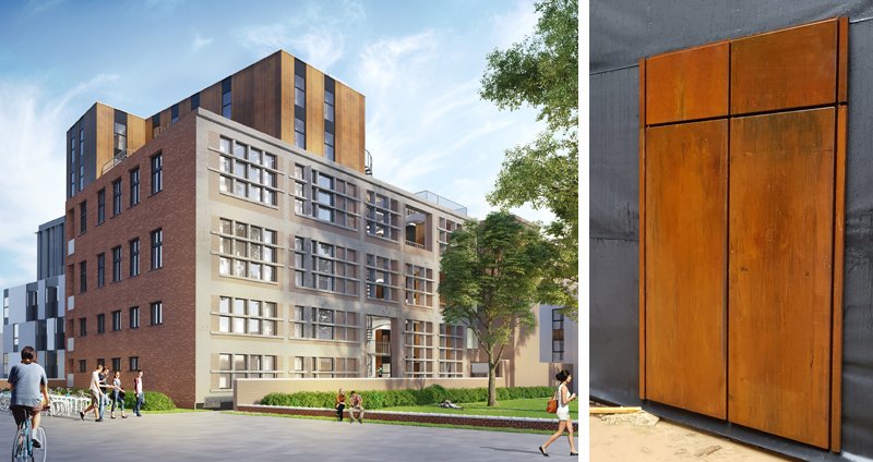 De bestaande studentenhuisvesting "Backstage Upkot" in Gent wordt gerenoveerd. Metal Design Works verzorgt voor de 2 bovenste etages en het atrium ca. 1.040 m² weervast stalen @gevelbekleding. Onlangs is de #proefopstelling van de #gevelpanelen gemonteerd.