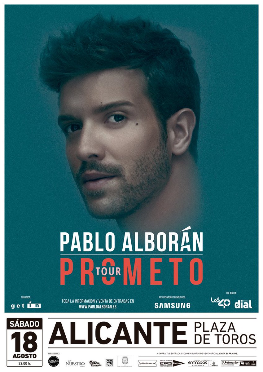 AlboranTeam's tweet photo. #Info Nueva fecha del #TourPrometo de @pabloalboran en España el 18 de agosto en la plaza de toros de Alicante. Entradas ya a la venta en 👉 https://t.co/lEOHO0Vqjp y puntos de venta habituales https://t.co/daITb2CcuN