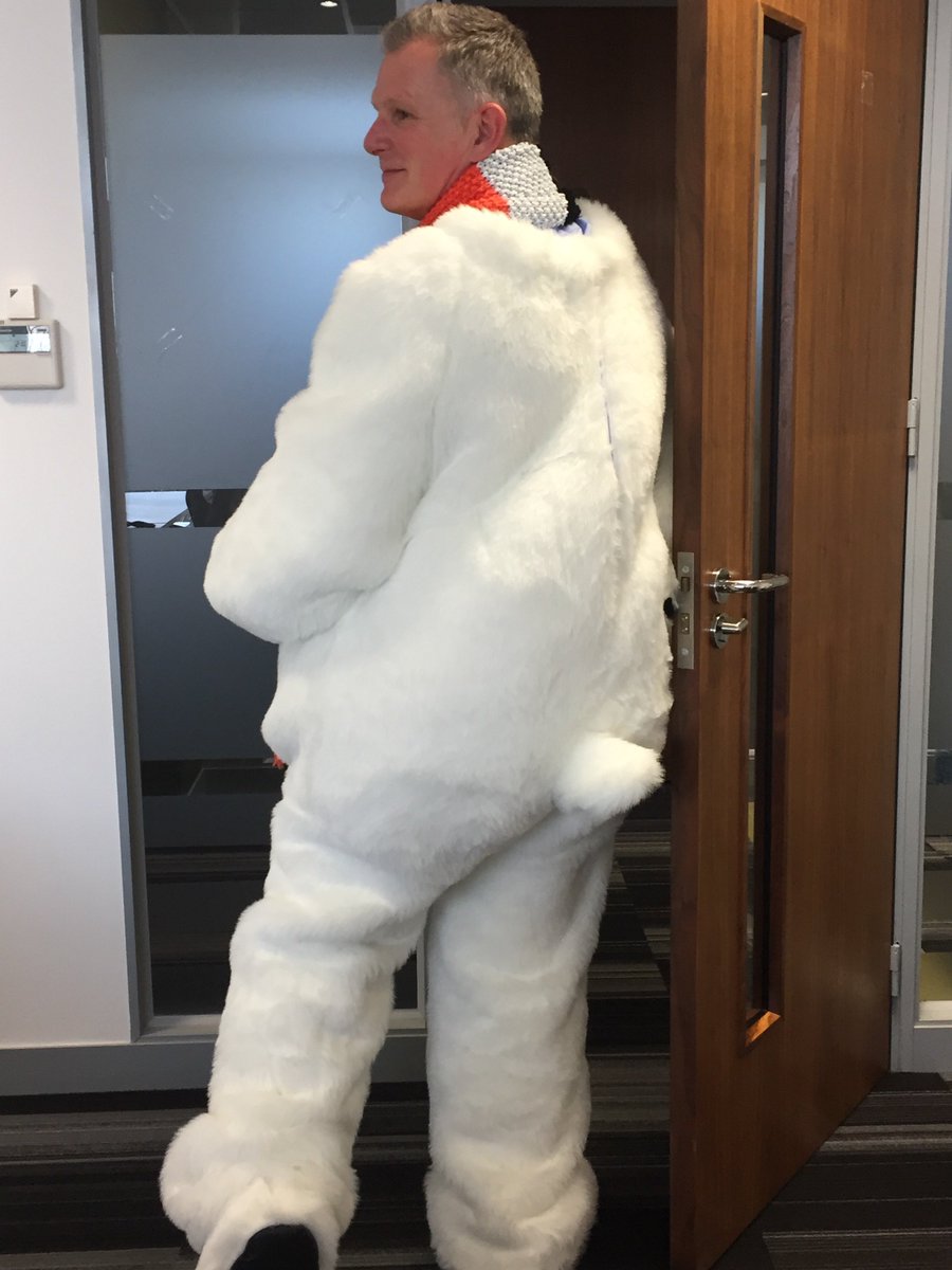 designbyOMG's tweet photo. Creative Director Mark Gardner stepping in front of the video camera. Thankfully with the full Polar Bear disguise @arcticicecoffee #ArcticCoffee #gowiththeflow #nicetail The things we do for clients #happychristmas https://t.co/KCJyZu73F0