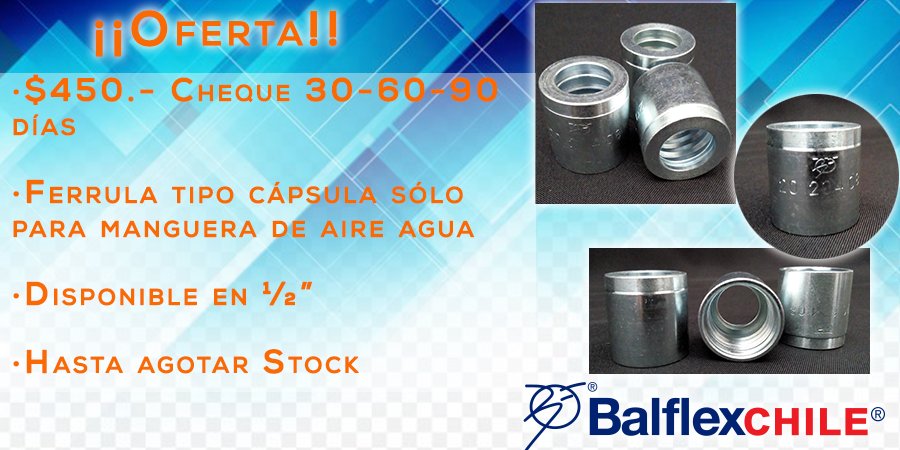 BalflexChile's tweet photo. Recordamos a nuestros clientes la oferta vigente hasta agotar stock.
FERRULA TIPO CÁPSULA SÓLO PARA MANGUERA AIRE AGUA EN 1/2". 
¡Llámenos al 228388500 y consulte por las suyas antes que se acaben! https://t.co/ftpEWGlp4v